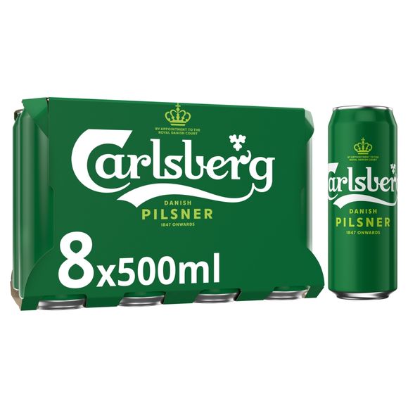 Danish Pilsner Lager Beer Can 8 X 0.500l Carlsberg